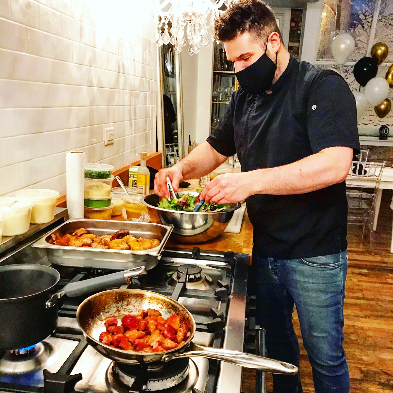 Chef Frank cooking in a vacation rental kitchen in the Florida Keys